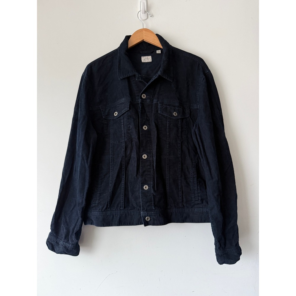 J.Crew Mens Navy Blue Corduroy Trucker Jacket XL J5281